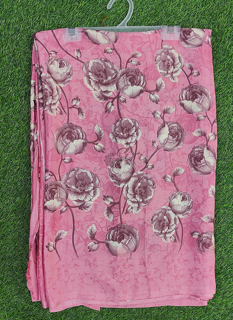 Latest Beautiful Printed Crepe silk Saree with Blouse