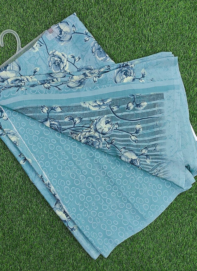 Latest Beautiful Printed Crepe silk Saree with Blouse