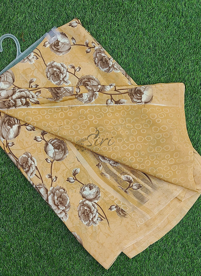 Latest Beautiful Printed Crepe silk Saree with Blouse