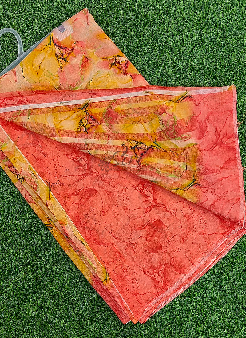 Latest Beautiful Printed Crepe silk Saree with Blouse