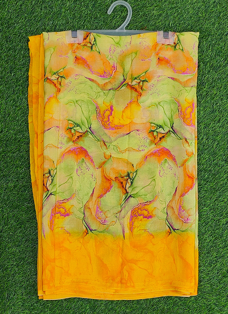 Latest Beautiful Printed Crepe silk Saree with Blouse