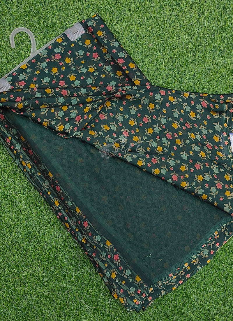 Beautiful Printed Floral Metal Georgette Saree