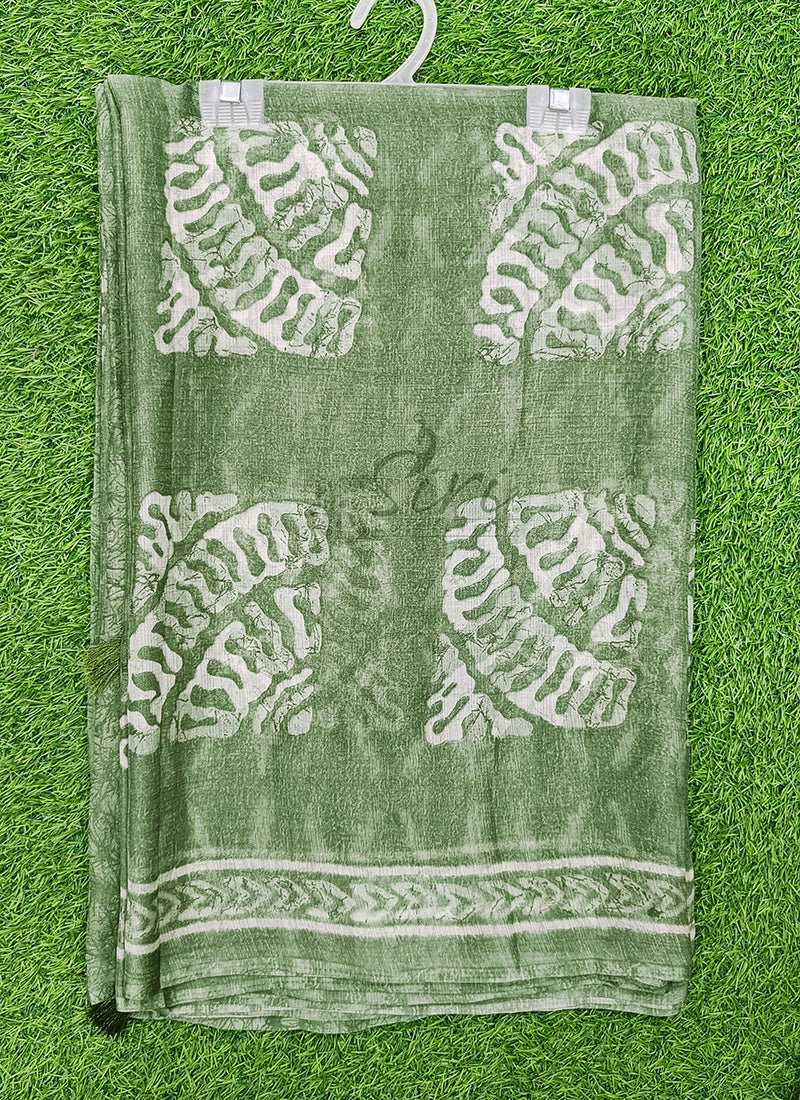 Beautiful Printed Chiffon Saree in Self Lines Texture