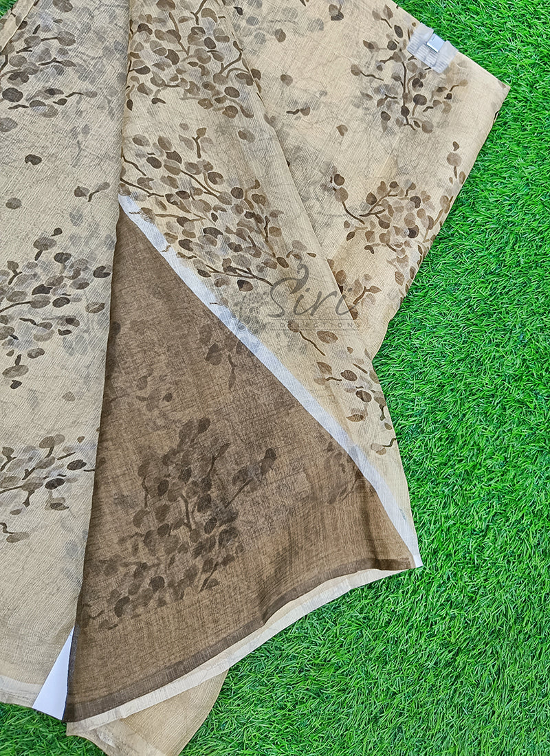 Beautiful Printed Chiffon Saree in Self Lines Texture