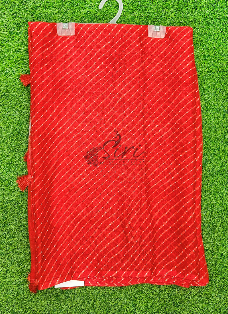 Beautiful Printed Chiffon Saree in Self Lines Texture