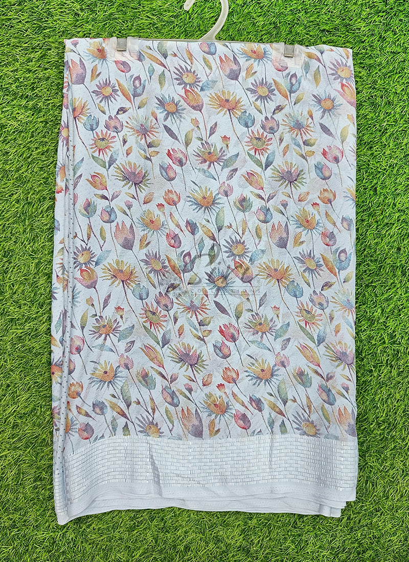 Beautiful Printed Moss Georgette Saree