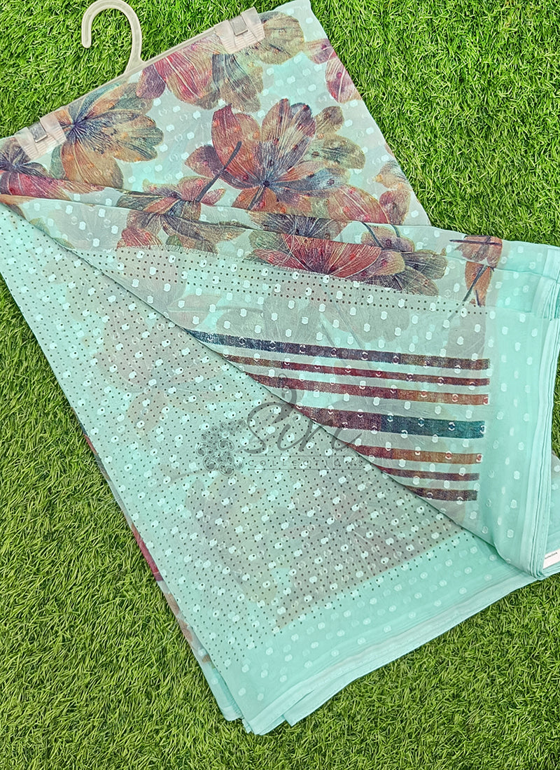 Beautiful Soft Georgette Saree in Self Butis