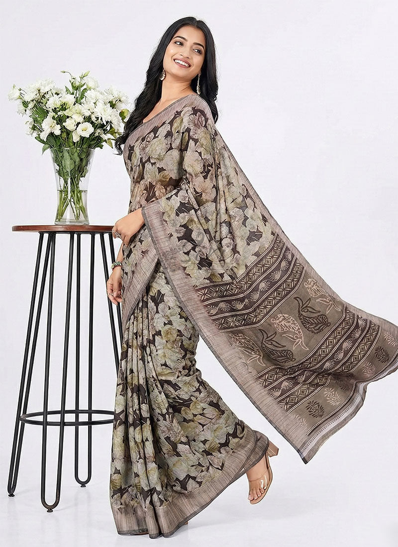 Beautiful Printed Fancy Silk Saree