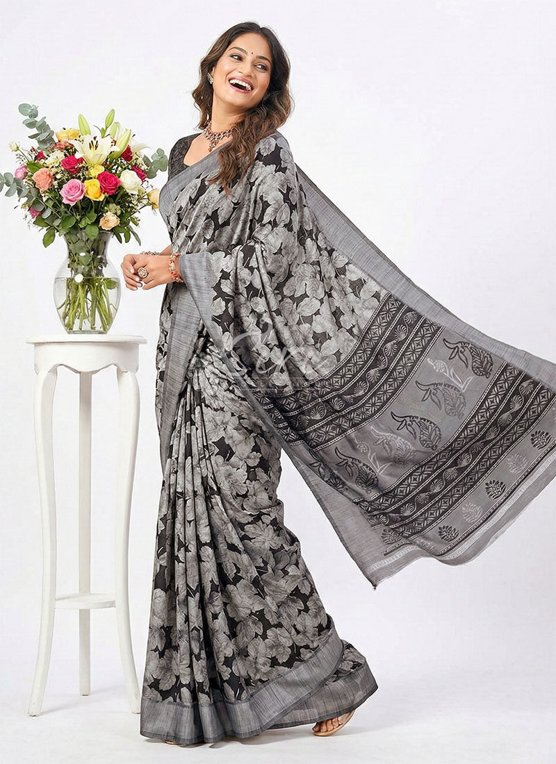 Beautiful Printed Fancy Silk Saree