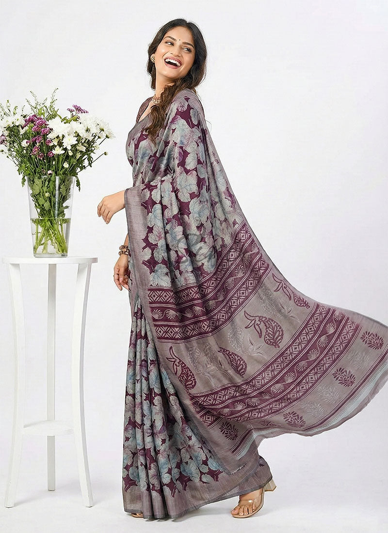 Beautiful Printed Fancy Silk Saree