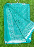 Beautiful Printed Chiffon Saree with Silver Border