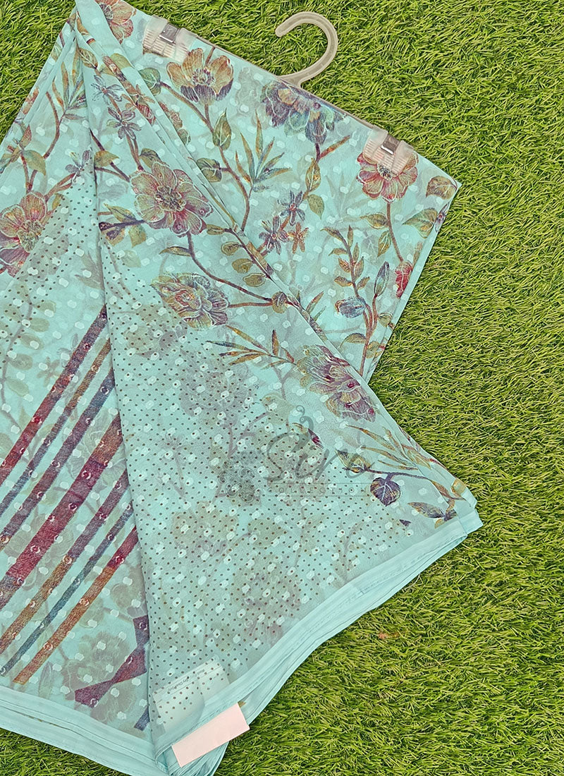 Beautiful Soft Georgette Saree in Self Butis