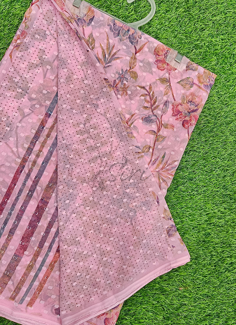 Beautiful Soft Georgette Saree in Self Butis