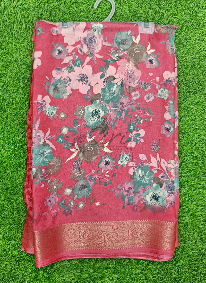Beautiful Printed Fancy Crepe Sarees