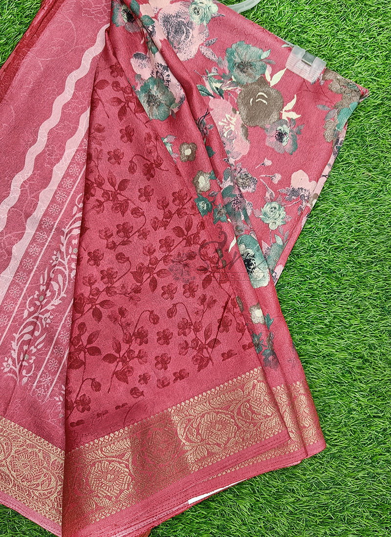 Beautiful Printed Fancy Crepe Sarees