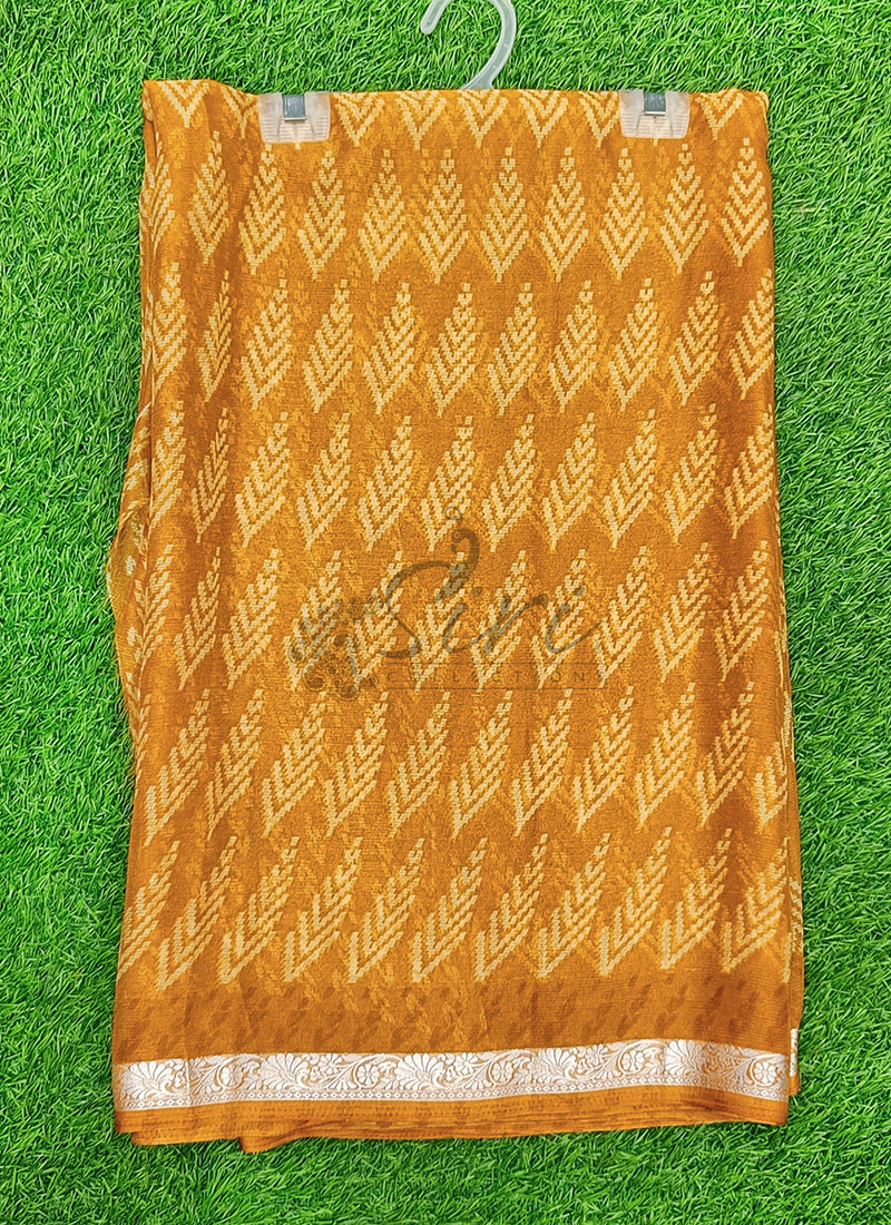 Beautiful Printed Chiffon Saree with Silver Border