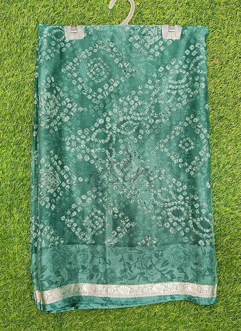 Beautiful Printed Chiffon Saree with Silver Border