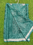 Beautiful Printed Chiffon Saree with Silver Border