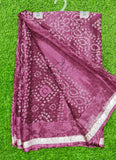 Beautiful Printed Chiffon Saree with Silver Border