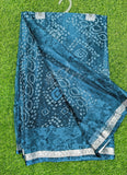 Beautiful Printed Chiffon Saree with Silver Border