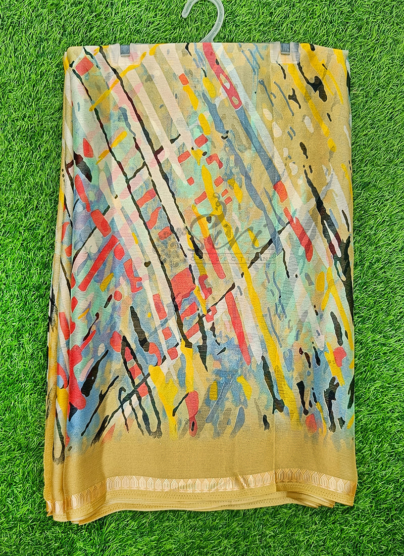 Lovely Printed Chiffon Saree in Soft Borders