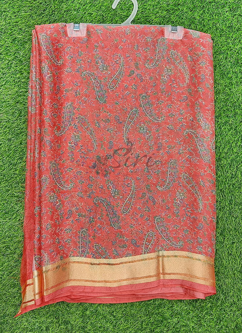 Lovely Printed Chiffon Saree in Soft Borders