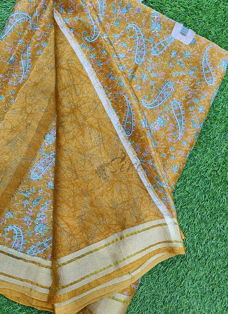Lovely Printed Chiffon Saree in Soft Borders
