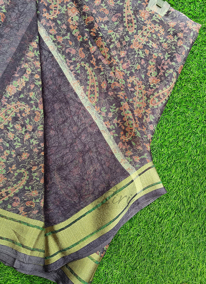 Lovely Printed Chiffon Saree in Soft Borders