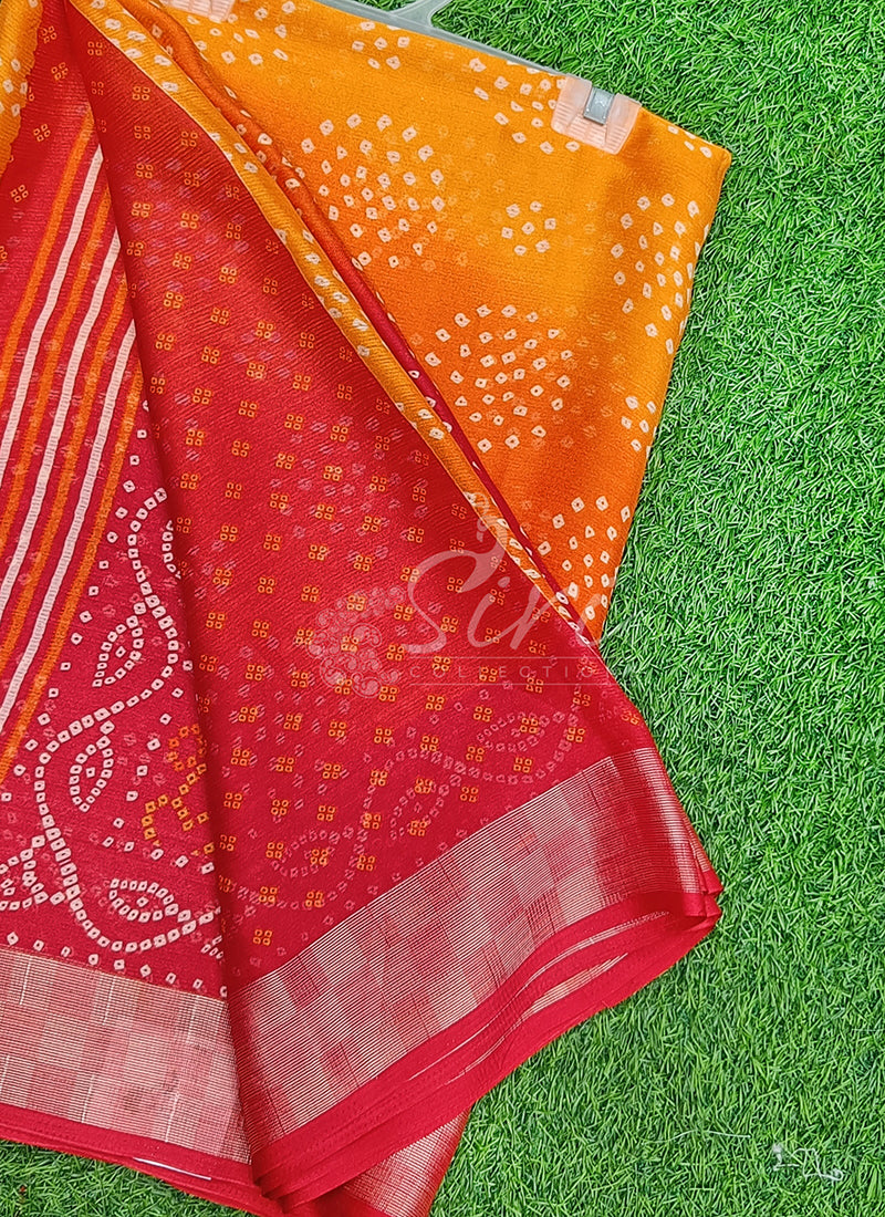 Lovely Printed Chiffon Saree in Bandhini Design