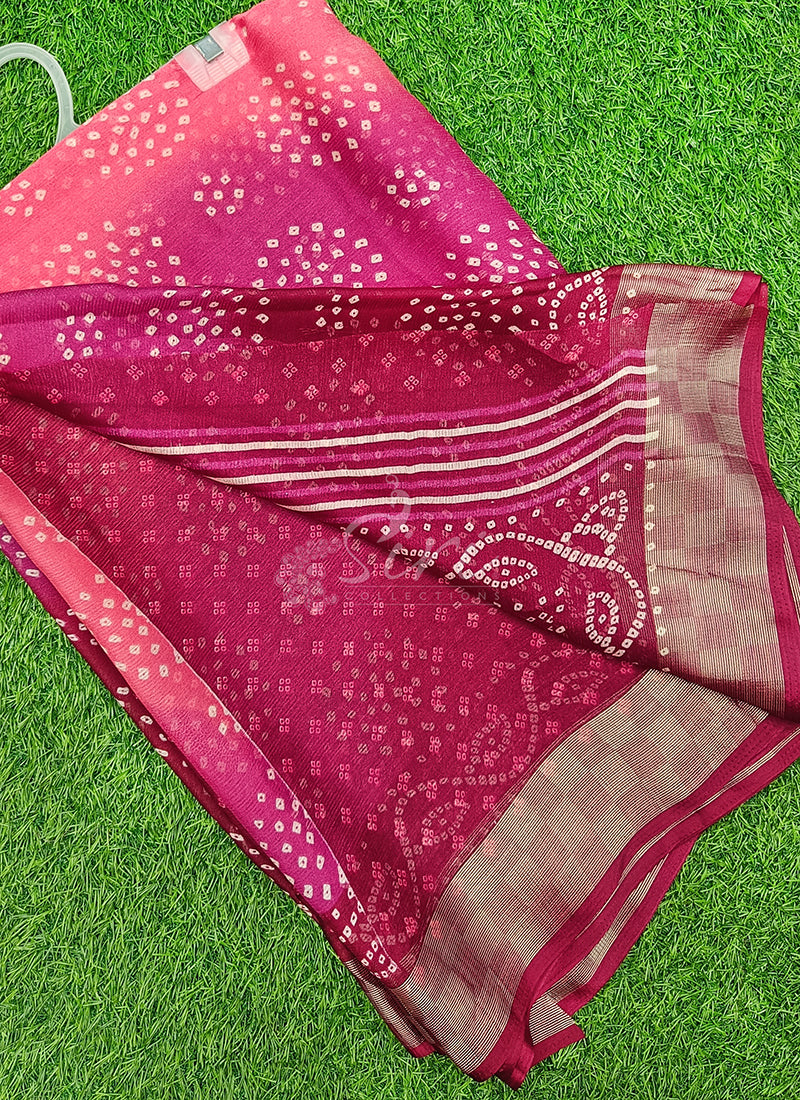 Lovely Printed Chiffon Saree in Bandhini Design