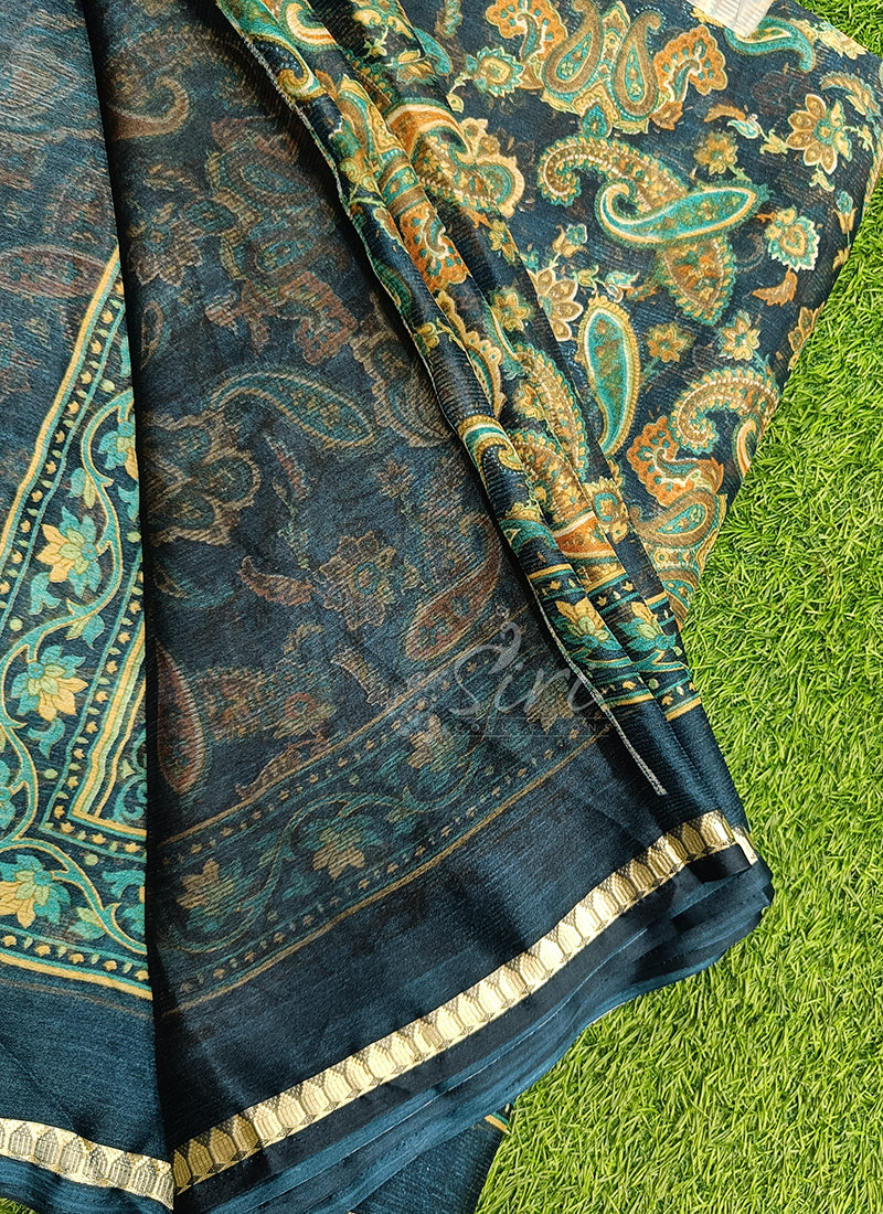 Lovely Printed Chiffon Saree in Soft Borders
