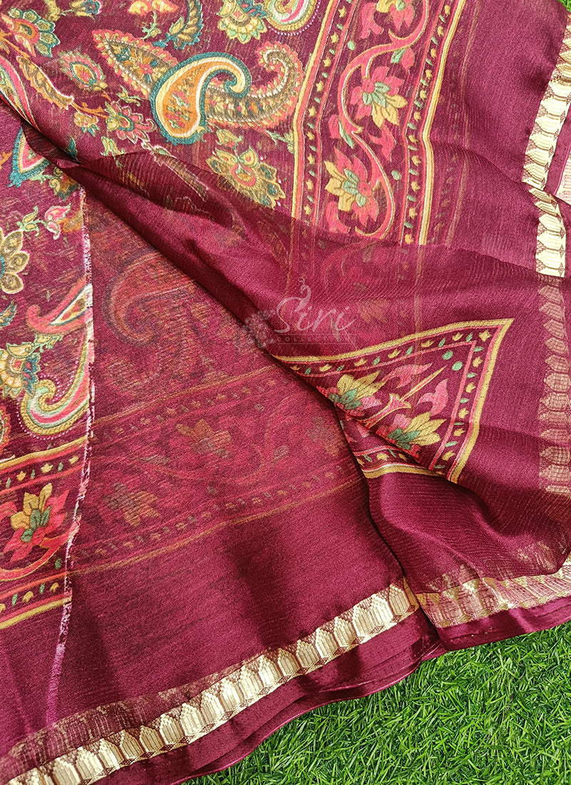 Lovely Printed Chiffon Saree in Soft Borders