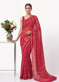 Lovely Printed Chiffon Saree in Small Border