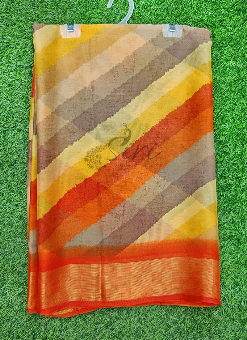 Latest Beautiful Multi Colour Printed Chiffon Saree