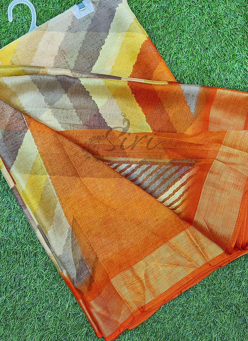 Latest Beautiful Multi Colour Printed Chiffon Saree