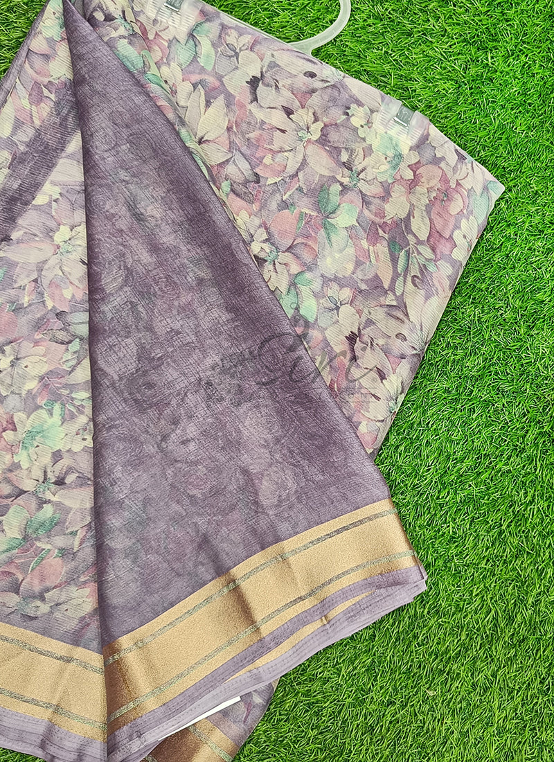 Latest Beautiful Printed Chiffon Saree