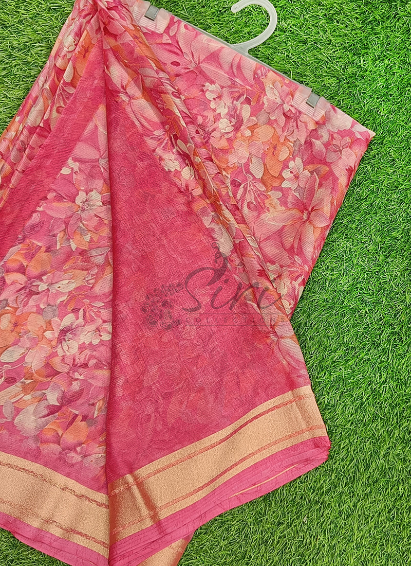 Latest Beautiful Printed Chiffon Saree