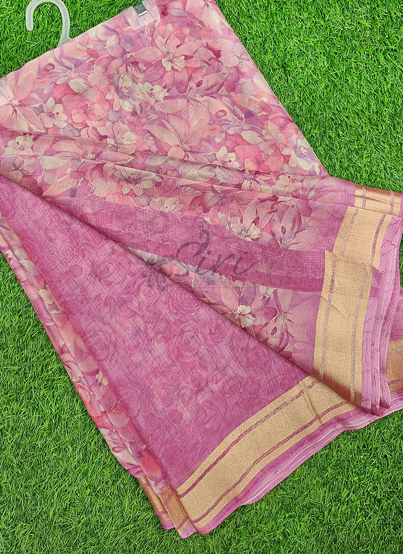 Latest Beautiful Printed Chiffon Saree
