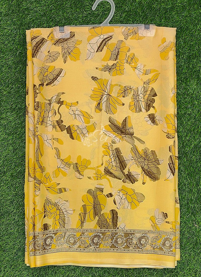 Beautiful Floral Printed Crepe Silk Saree with Blouse