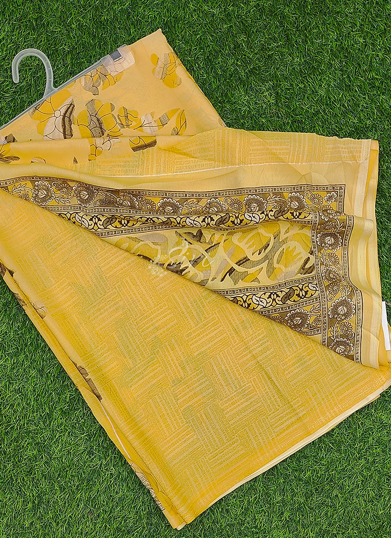 Beautiful Floral Printed Crepe Silk Saree with Blouse