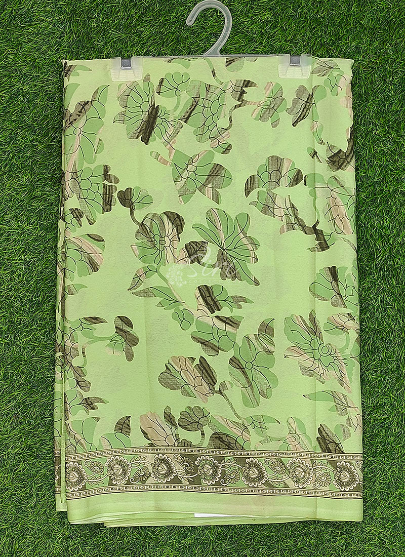 Beautiful Floral Printed Crepe Silk Saree with Blouse