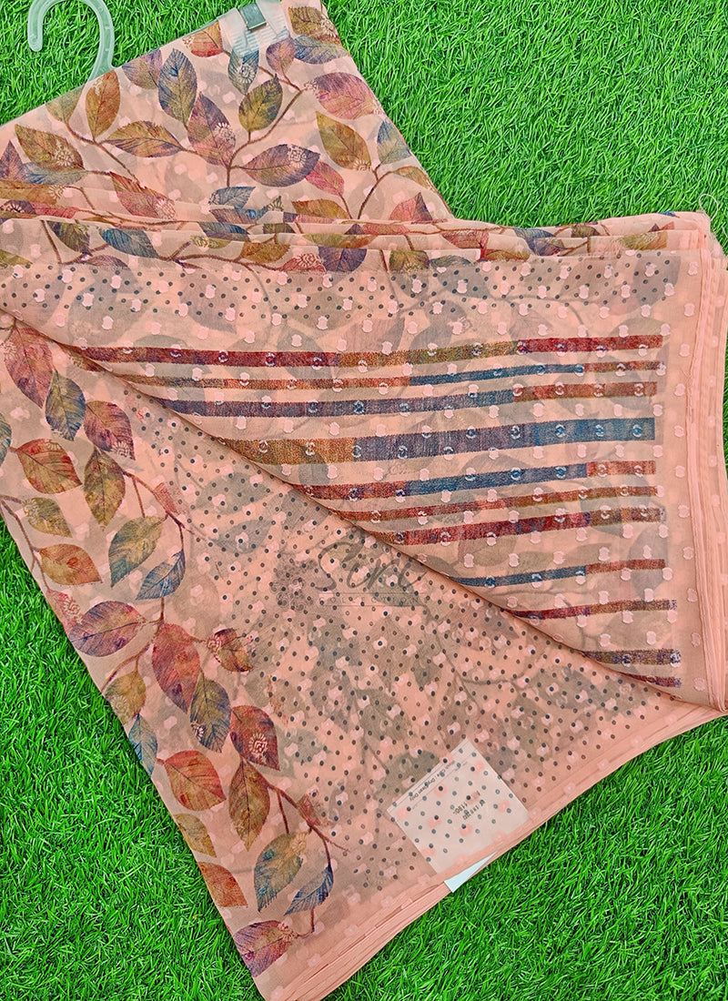 Beautiful Soft Georgette Saree in Self Butis