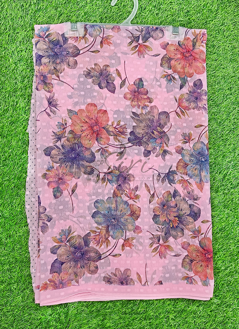 Beautiful Soft Georgette Saree in Self Butis