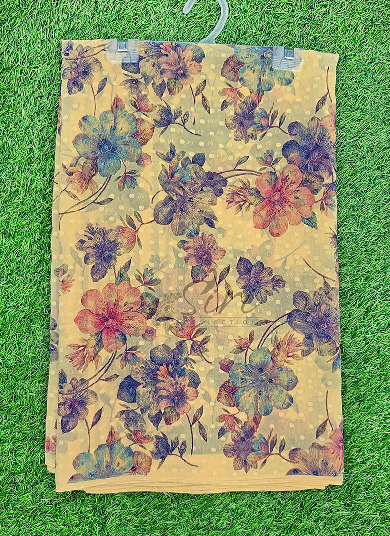 Beautiful Soft Georgette Saree in Self Butis