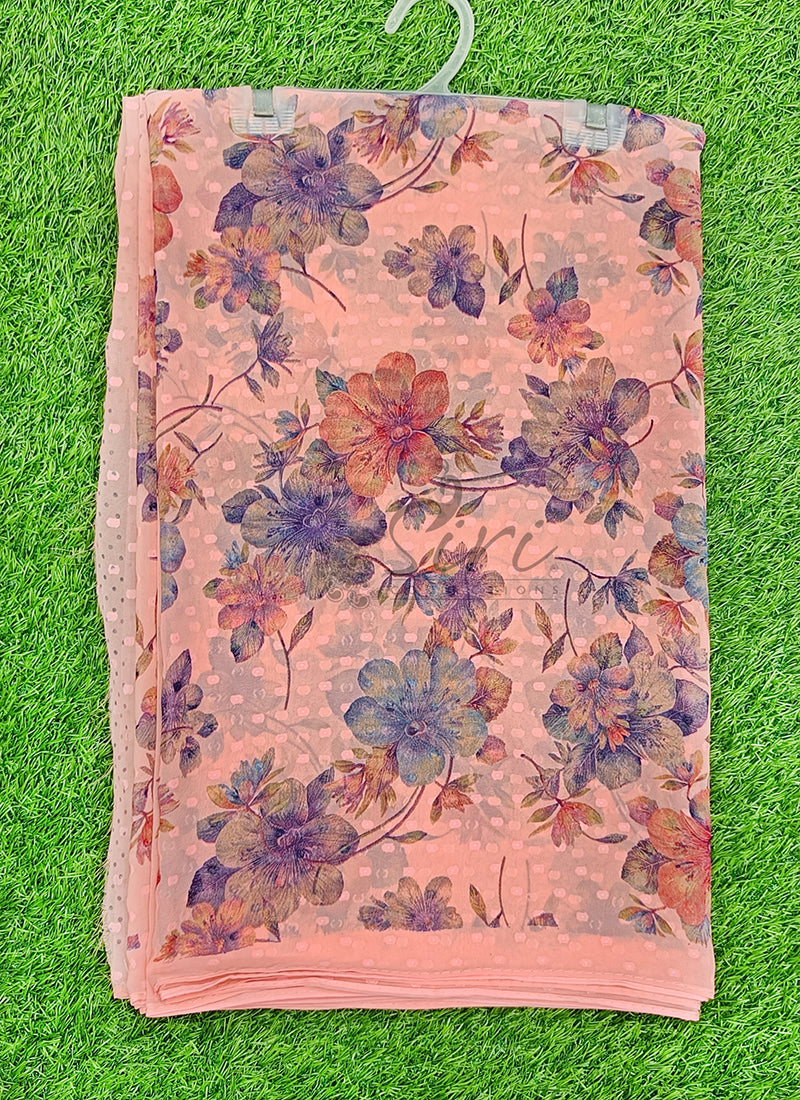 Beautiful Soft Georgette Saree in Self Butis