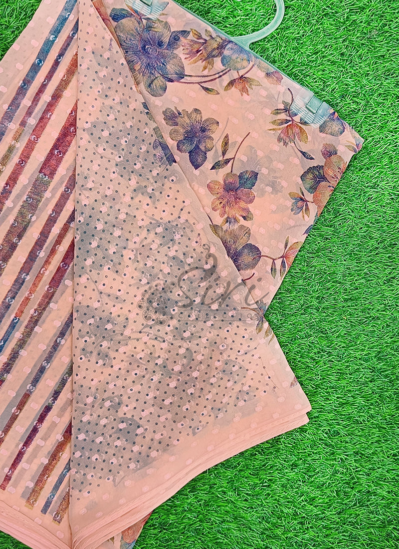 Beautiful Soft Georgette Saree in Self Butis