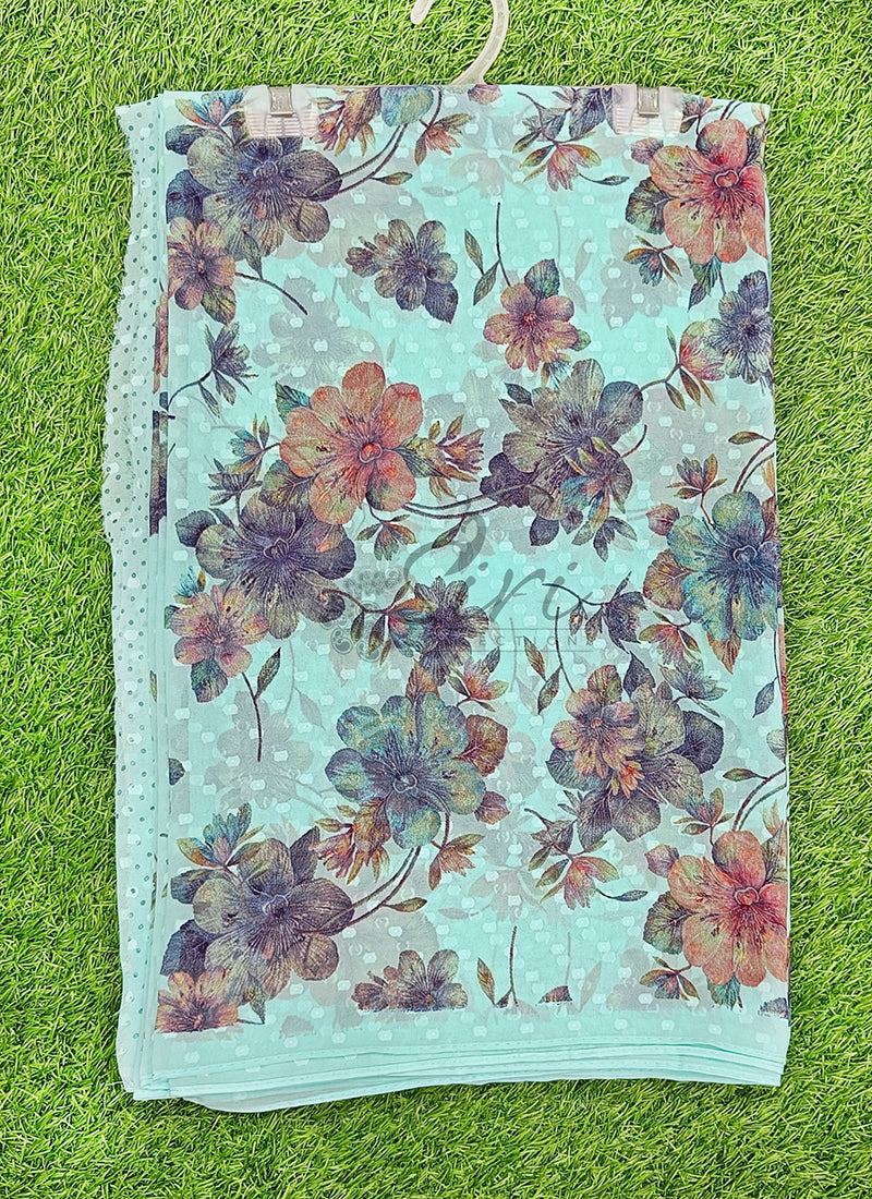 Beautiful Soft Georgette Saree in Self Butis