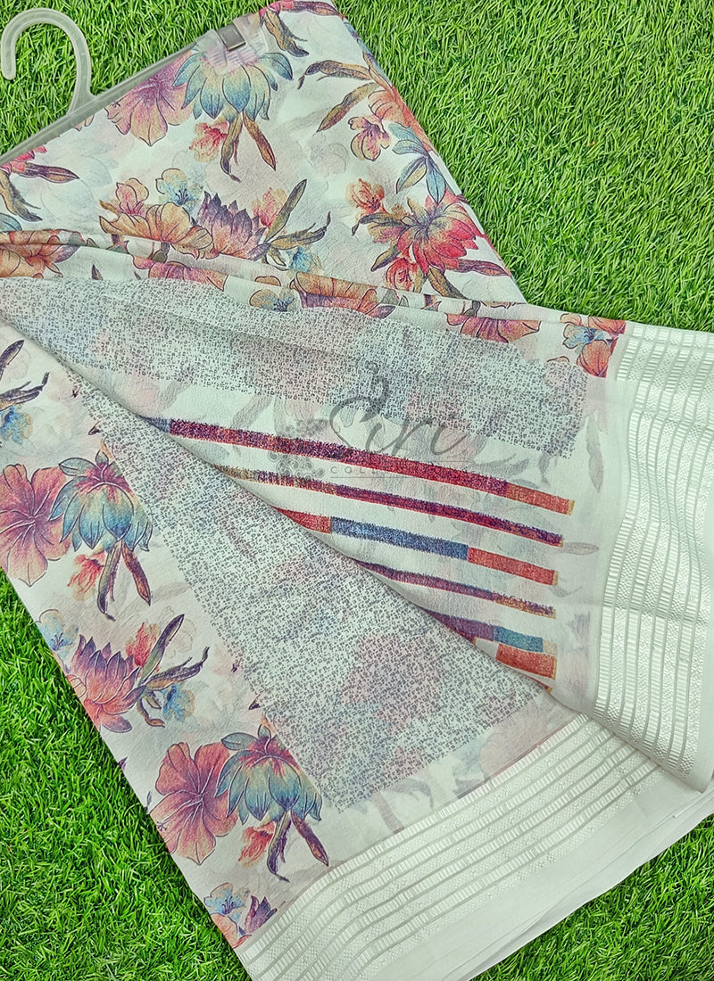 Beautiful Printed Moss Georgette Saree