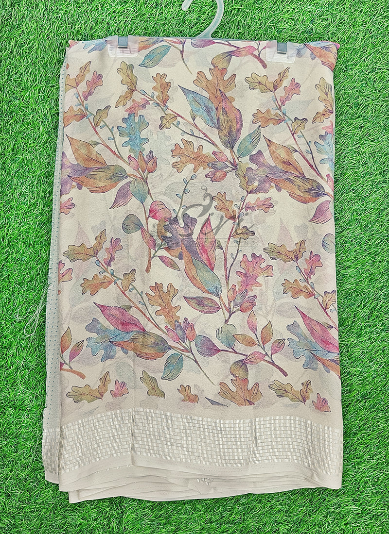 Beautiful Printed Moss Georgette Saree
