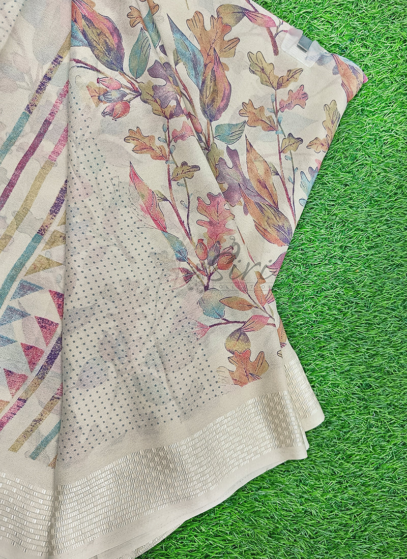 Beautiful Printed Moss Georgette Saree